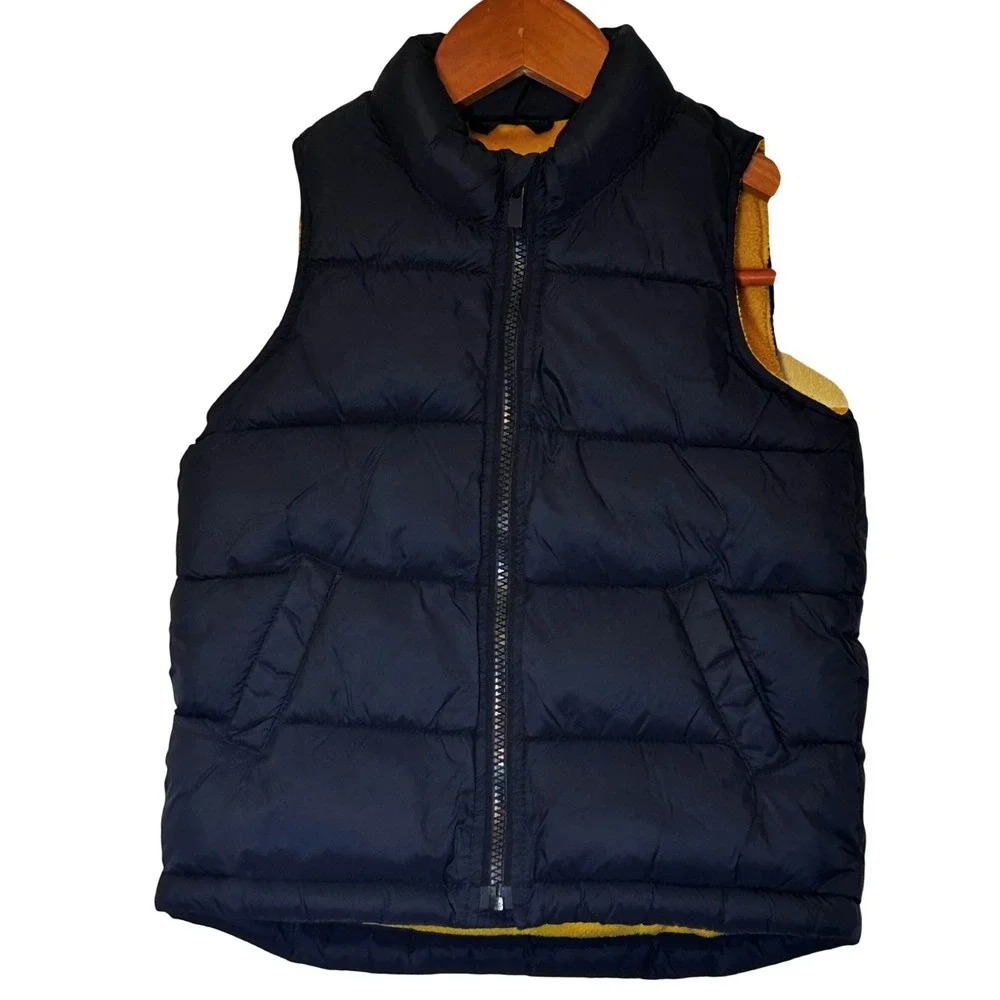 Old‎ Navy Little Boys Navy Blue and Yellow Zip Up Puffer Vest Size 5T